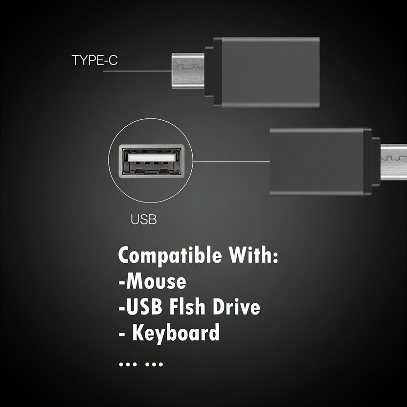 Fast Type C Male to USB 3.0 Premium A Female Converter USB-C Data OTG Adapter (Black) For All Android Phones