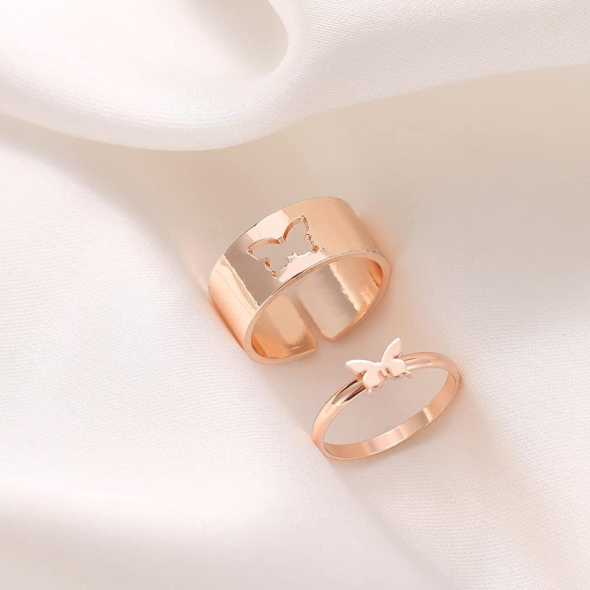 Butterfly Rings for women and girls Zinc Alloy Metallic Couple Engagement Rings