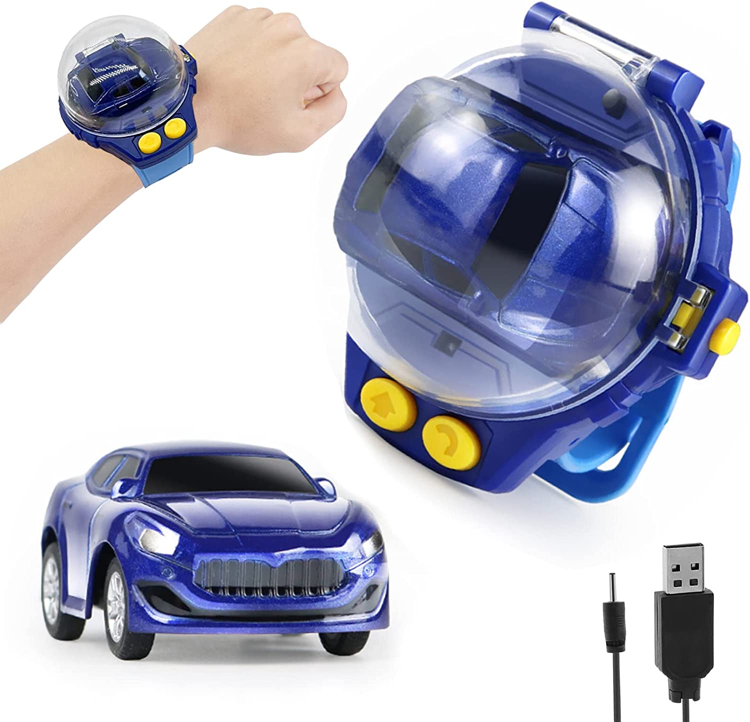 Mini RC Car Watch Toy Cartoon Remote Control USB Electric Wrist Strap Racing Cars Watch For Children Gift Toy