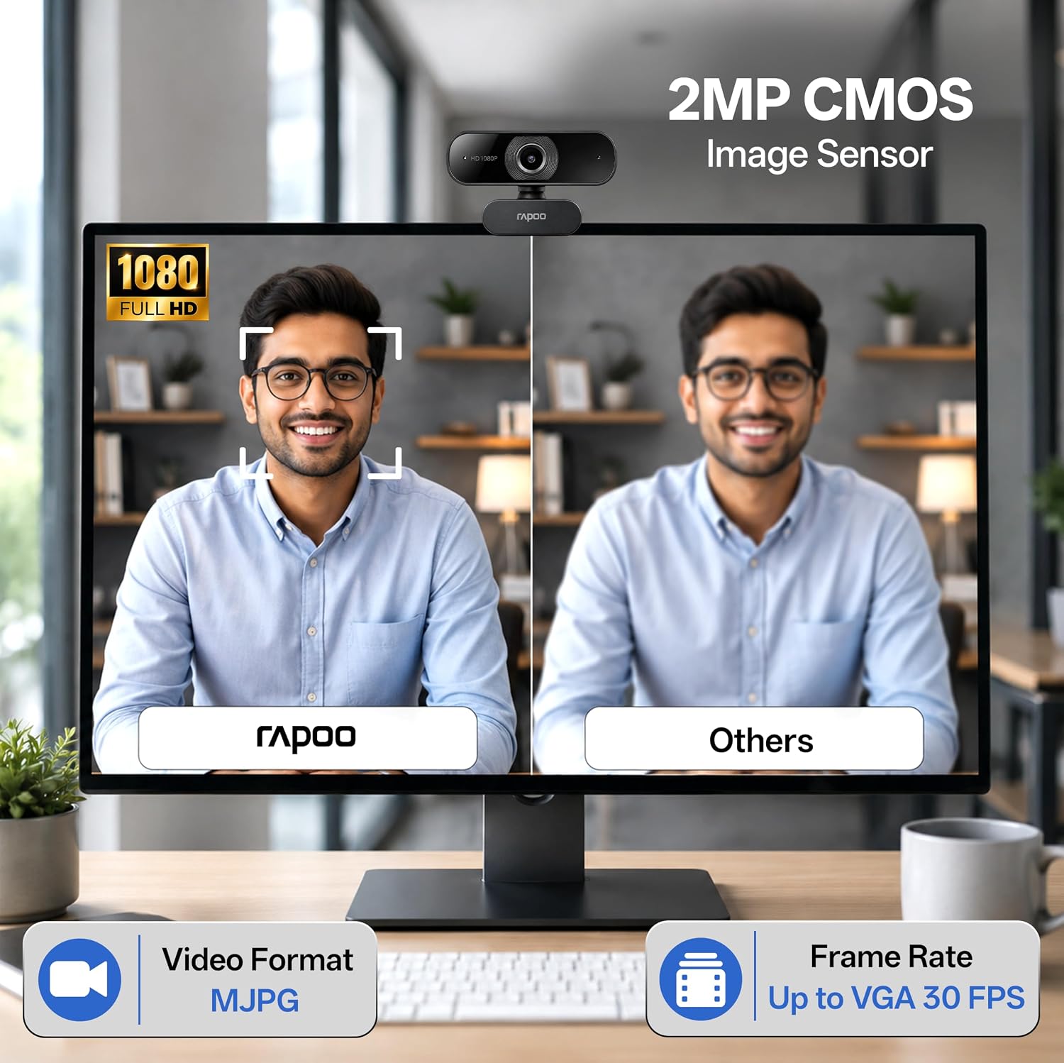 RAPOO C260 USB Full HD Webcam 1080p 30hz with Noise Cancelling Microphone 360 Horizontal 95 Super Wide-Angle 2mp 18 878053dd0bba588e865ac3231b5008a1