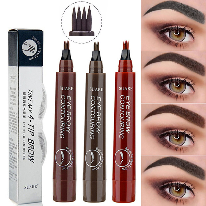 Eyebrow Pen Waterproof 4-Fork Tip Eyebrow Tattoo Pencil