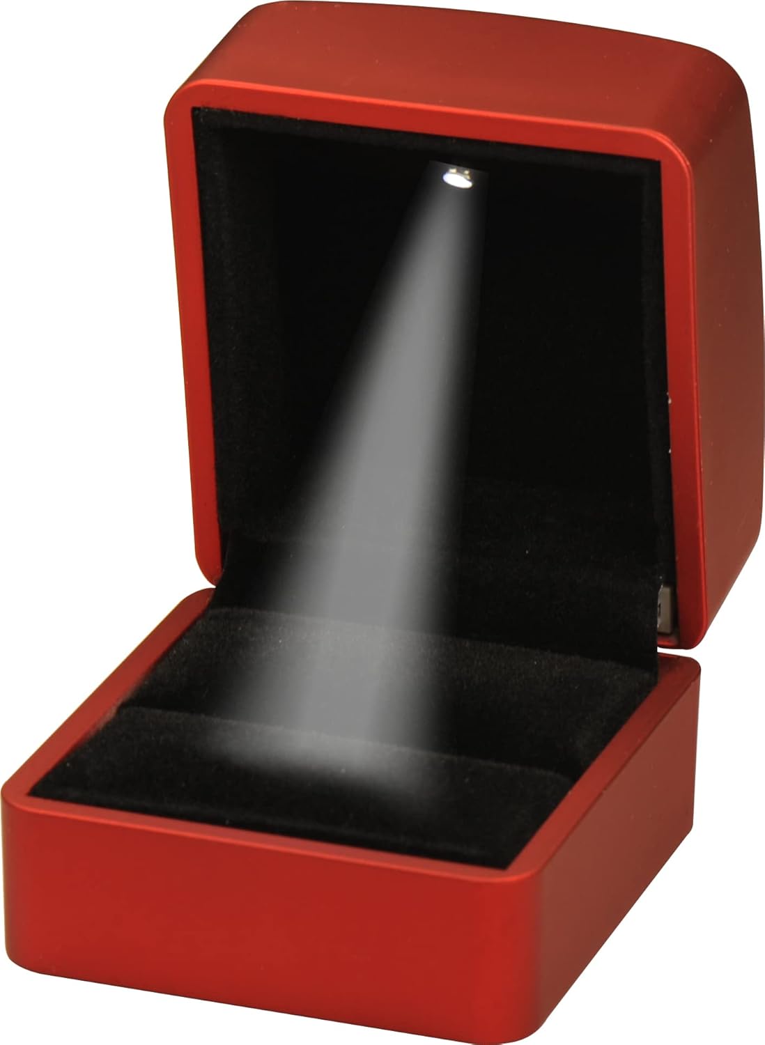 Ring Box LED Light Proposal Engagement Necklace Boxes Jewelry Gift Red Wine Ring Case for Wedding Valentine's Day Anniversary (Empty Box) Without Ring