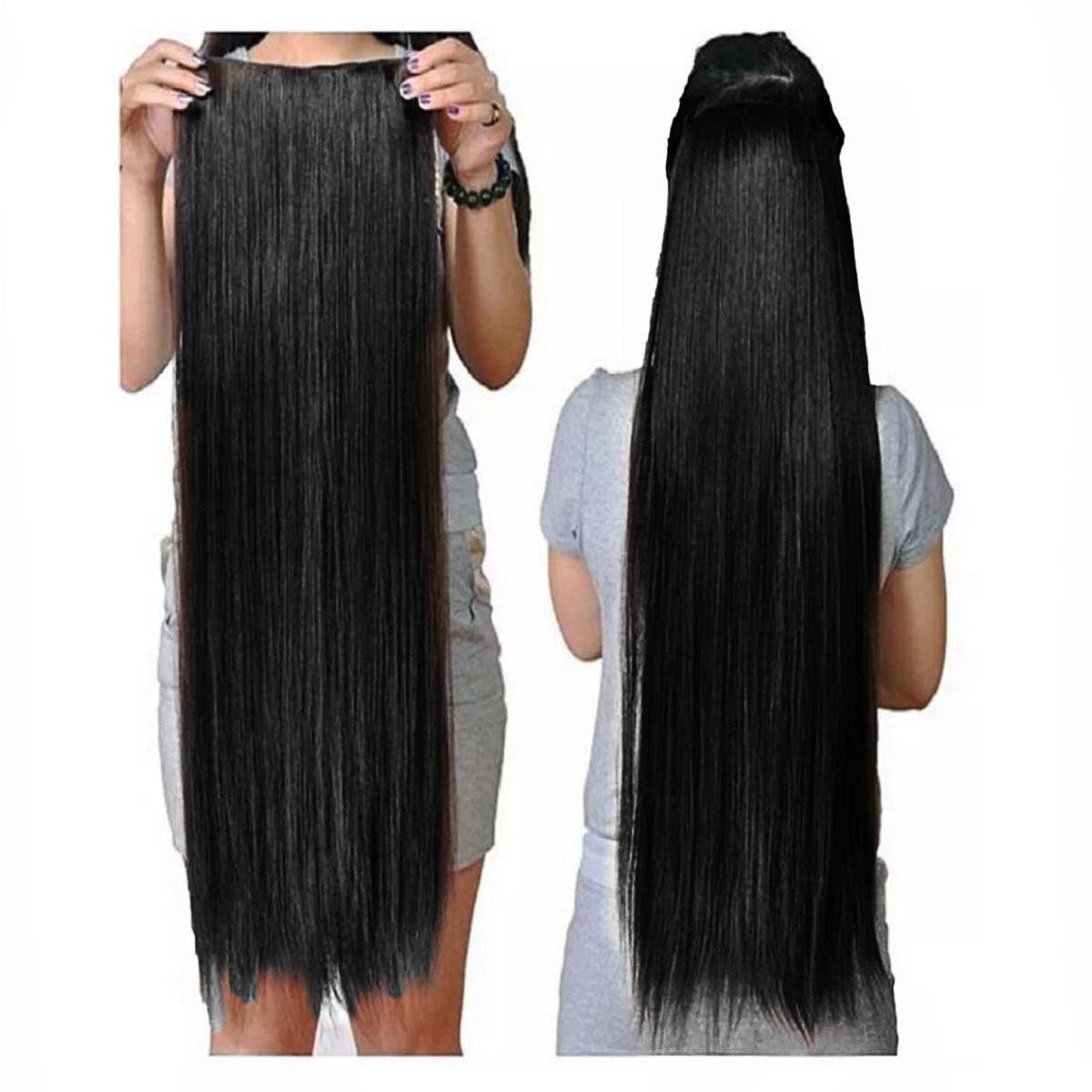 Pakistani Made Hair Extension wig Black for girls & women's 22 Inch's Long