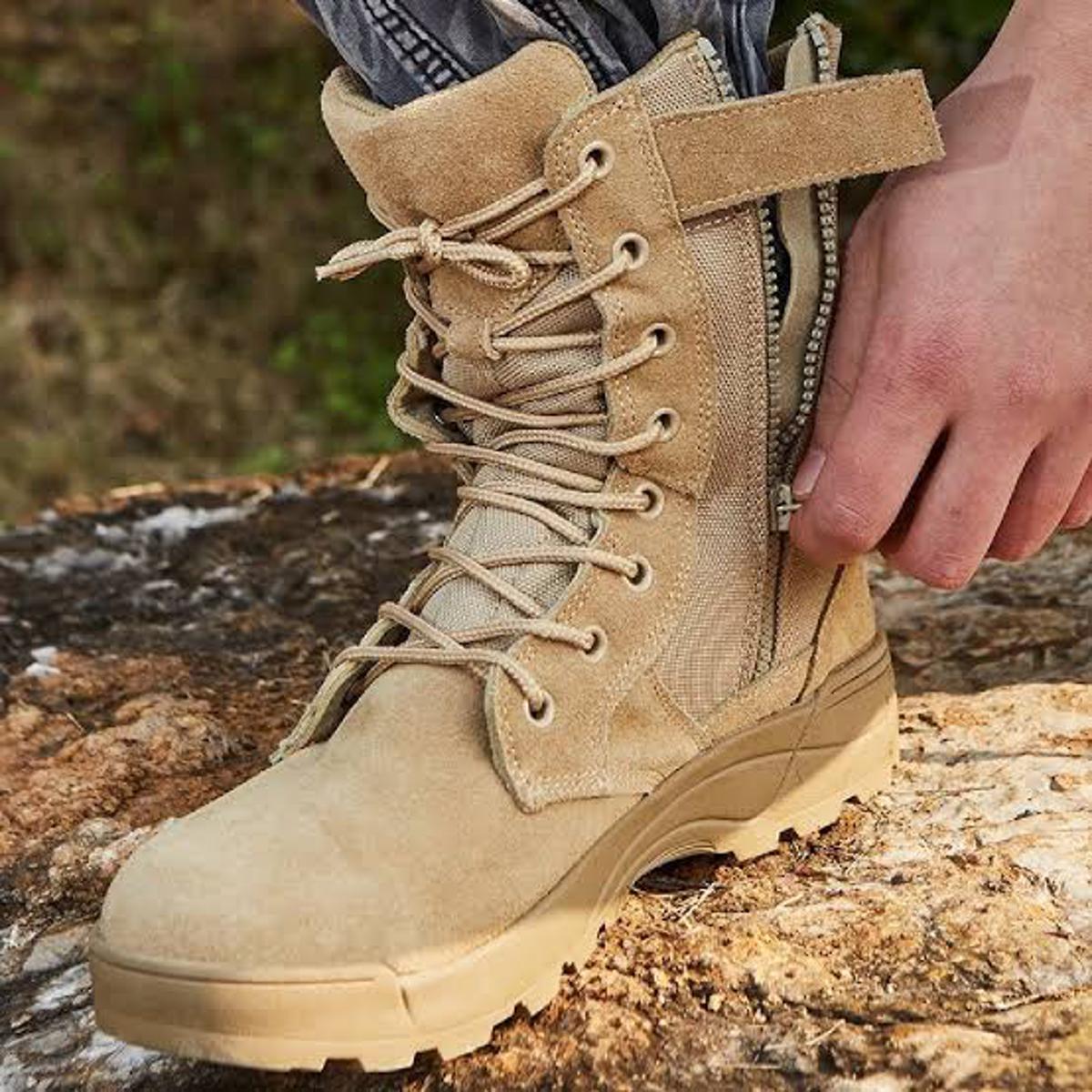 Delta and swat high quality army commando leather shoes Khaaki camel Shoes Commando Trekking Boots [black and brown] for men & boys