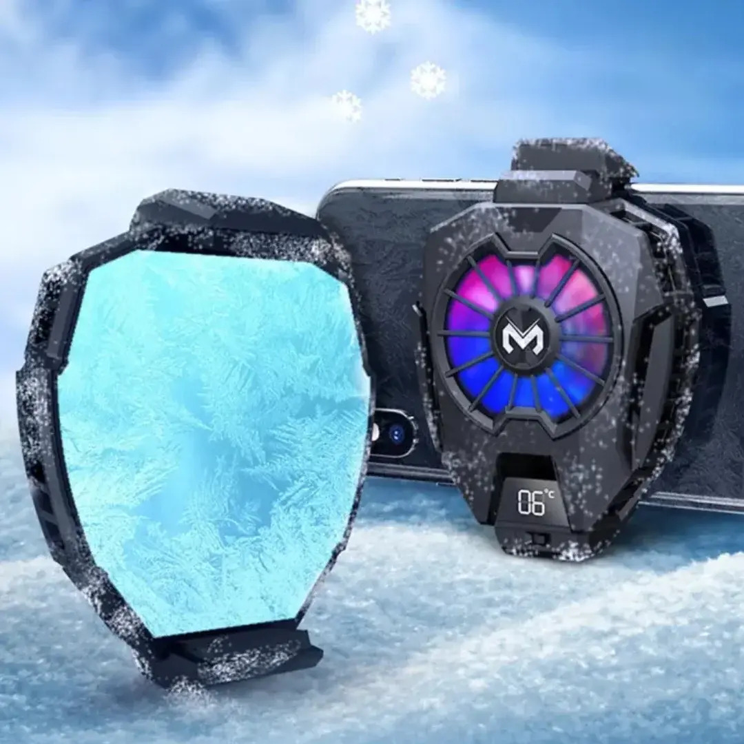 MEMO Dl05 Phone Radiator Mobile Cooling Fan Game Cooler RGB | LED Display | Gaming Fan For PUBG Phone Cooler , FREEFIRE - Gaming Case Cold Wind Handle Fan Cool Heat Sink Semiconductor Adjustable Mobile Game Cooler System Cooling Fan | Light Gamepad Holder