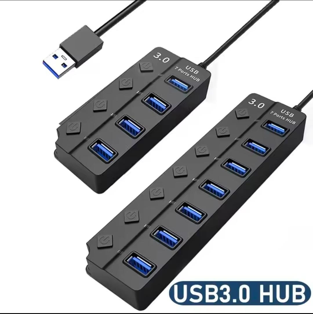 4 / 7 Port USB 3.0 Hub Multi Splitter Charger Power Adapter Multiple Expander Hubs With Switch For Laptop