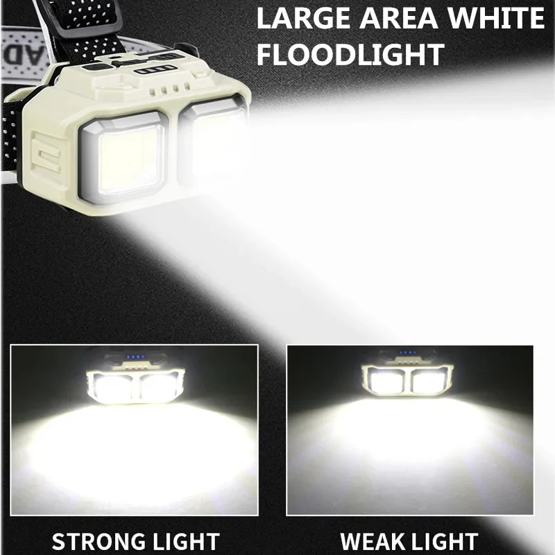 COB Sensor Headlamp LED Head Light Camping Fishing Mining Light Lamp Torch Flashlight Waterproof Headlight USB Rechargeable