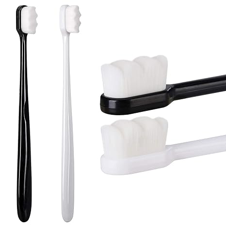 Ultra Fine Soft Toothbrush Nano Bristle Adult Tooth Brush Teeth Deep Cleaning Dental Oral Care Antibacterial Gum Health Hygiene Super Micro Toothbrushes For Sensitive Gums Fiber Thin Hair Whitening Superfine Thick Wave Bristled Cleansing Handle
