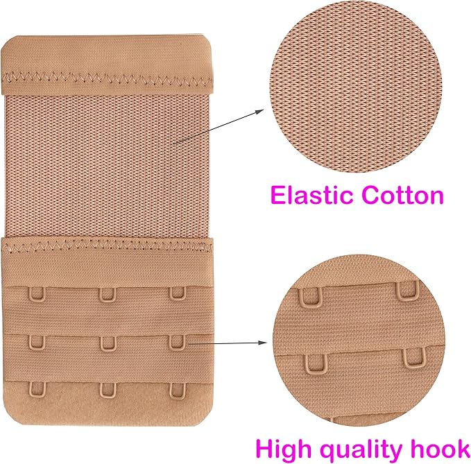 Pack of 3 Bra Extender 3 Hook,Stretchy Soft Comfortable Bra Strap Extender