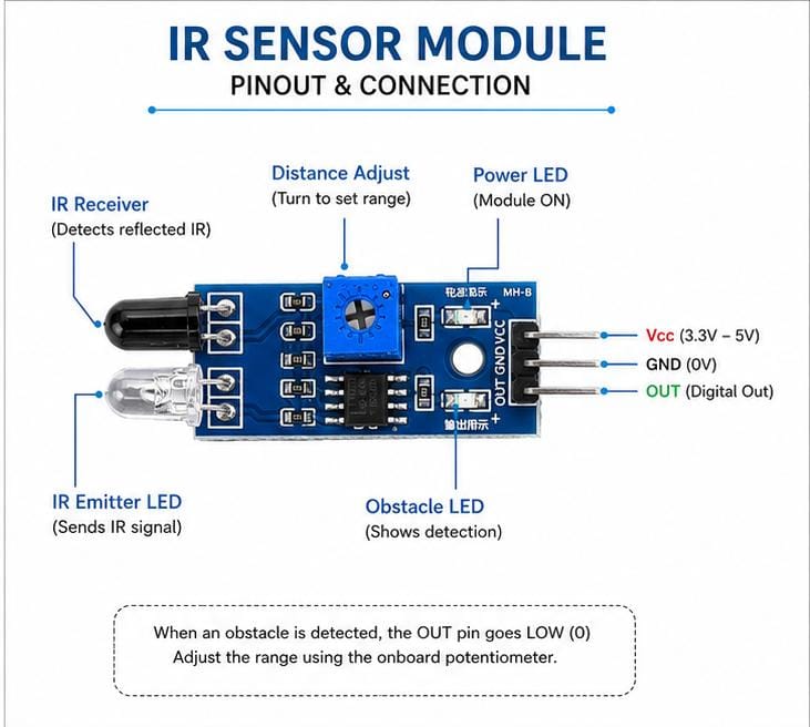 IR Obstacle Avoidance Sensor Module | Adjustable 2-30cm Infrared Proximity Motion Detector Board for Arduino, Raspberry Pi, DIY Smart Robotics & Automation
