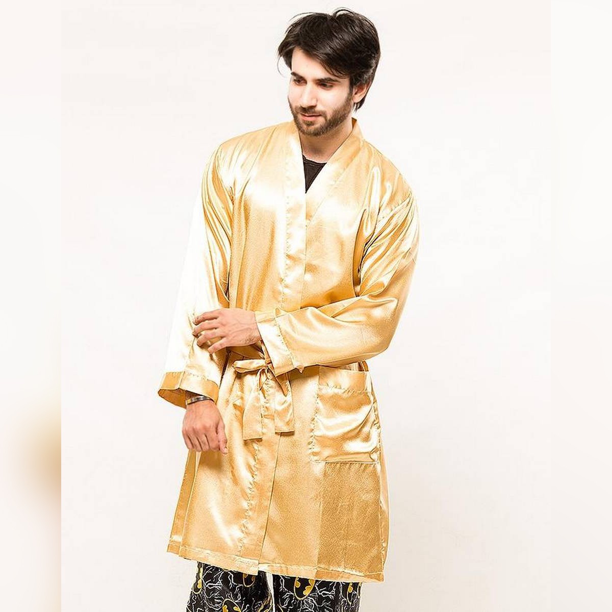 VALERIE MENS COLLECTION OF SLEEPWEAR/NIGHTWEAR   silky satin  Unique contrast Trims robe/gown easywear comfortable Nightwears