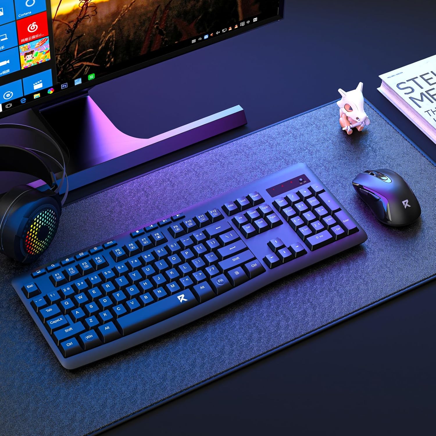 Redragon BS-7367A Wireless Keyboard and Mouse Combo Membrane Basic Mouse and Keyboard 2.4G Full-Sized with 5 Level DPI Adjustable 12 87f05a34b5e2e99e457dbaa0d06431f0