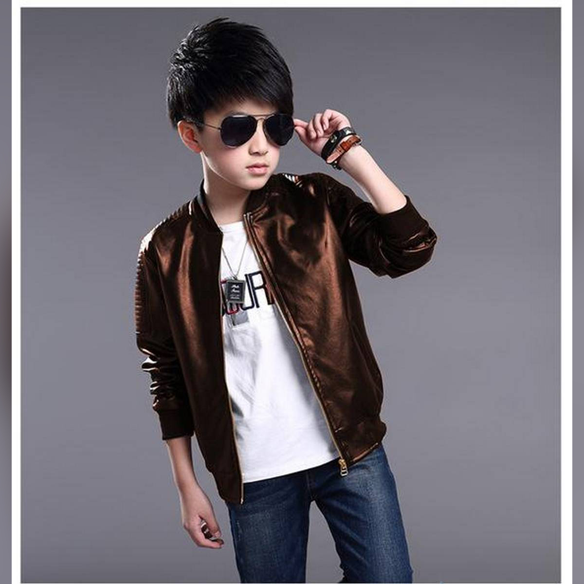 faux leather boys jacket