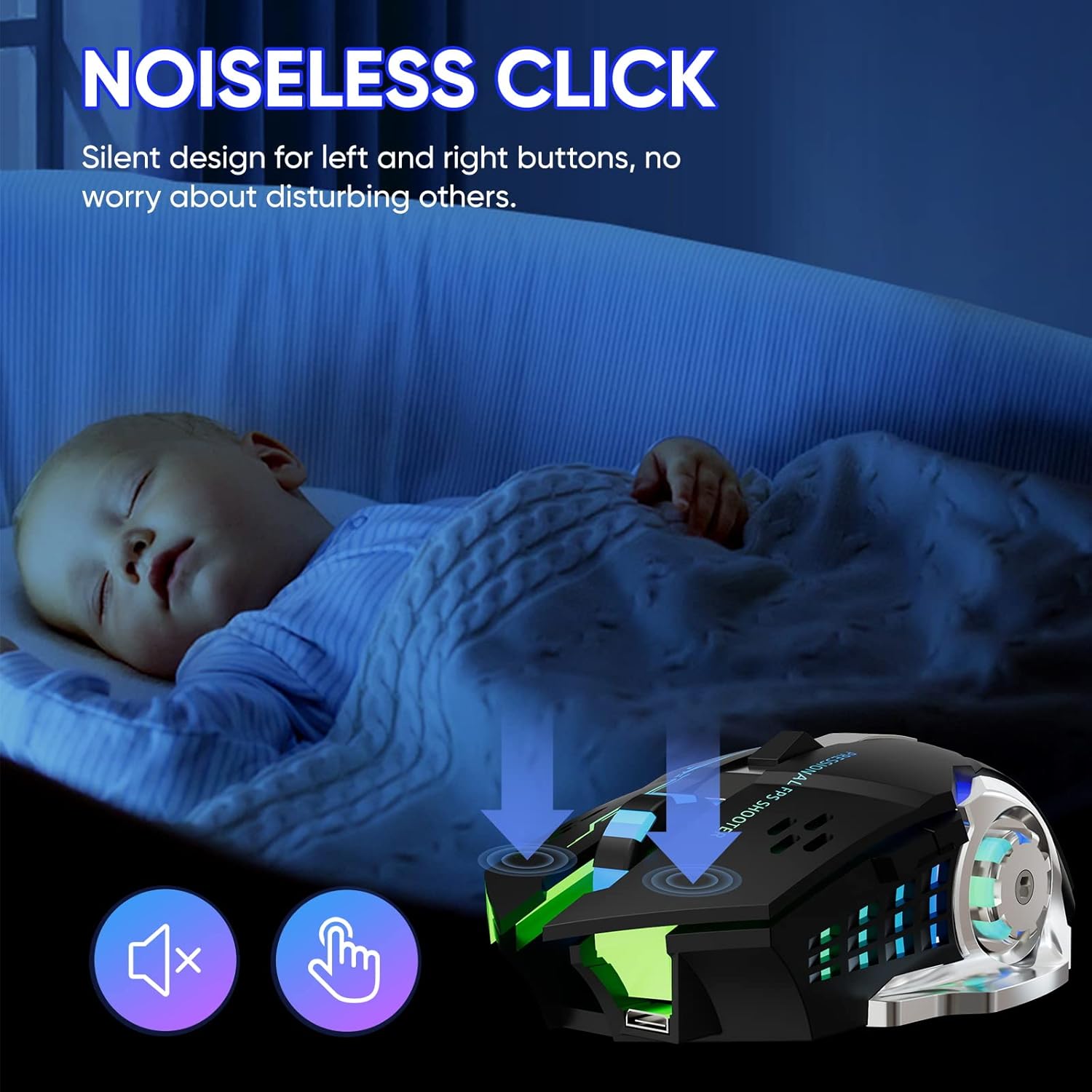 Rechargeable Gaming Mouse 6 Button RGB Lights Mouse Wired And Wireless Rechargeable Gaming Mouse With 7 Breathing RGB
