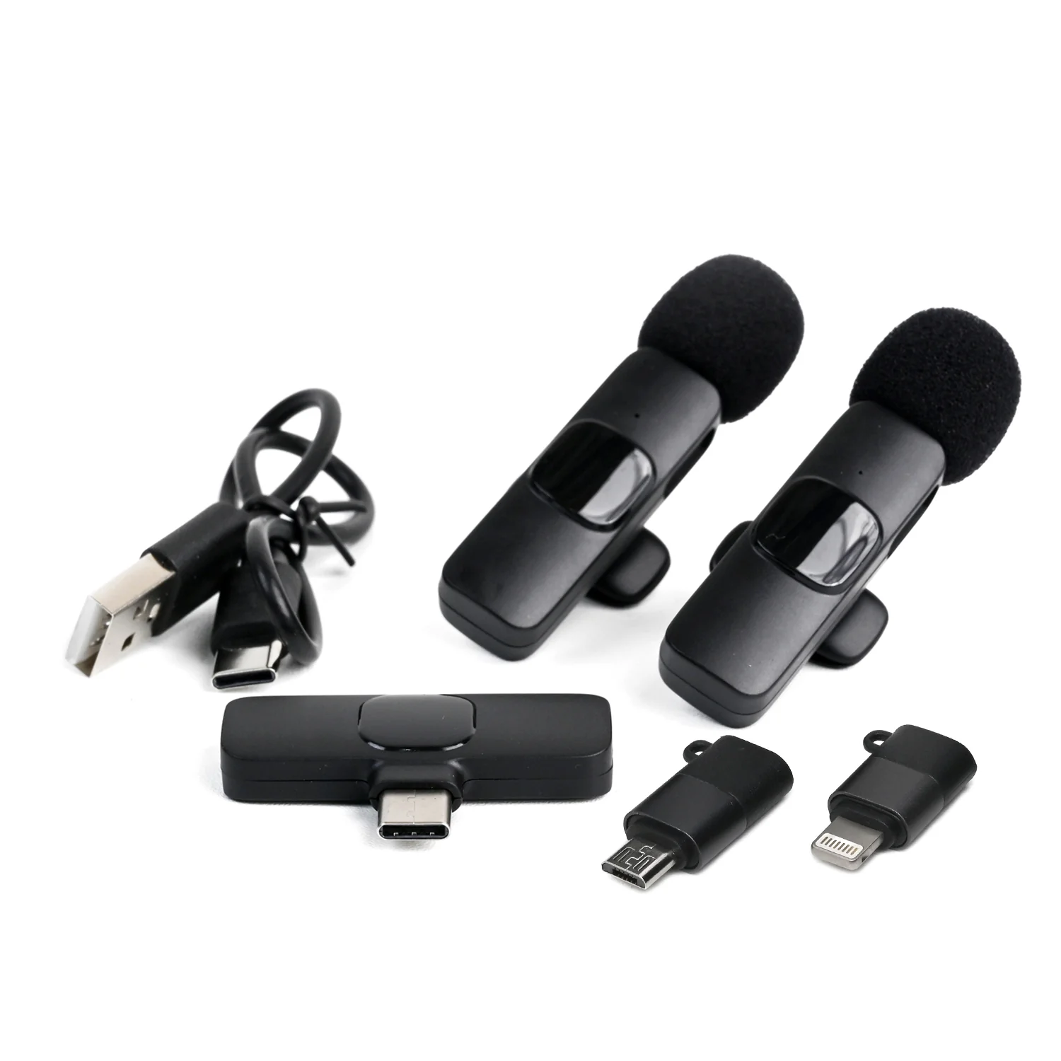 Wireless MIC Type C/IOS/Android Mic K9 Wireless Double Microphone For Interview, Vlogging , Podcast