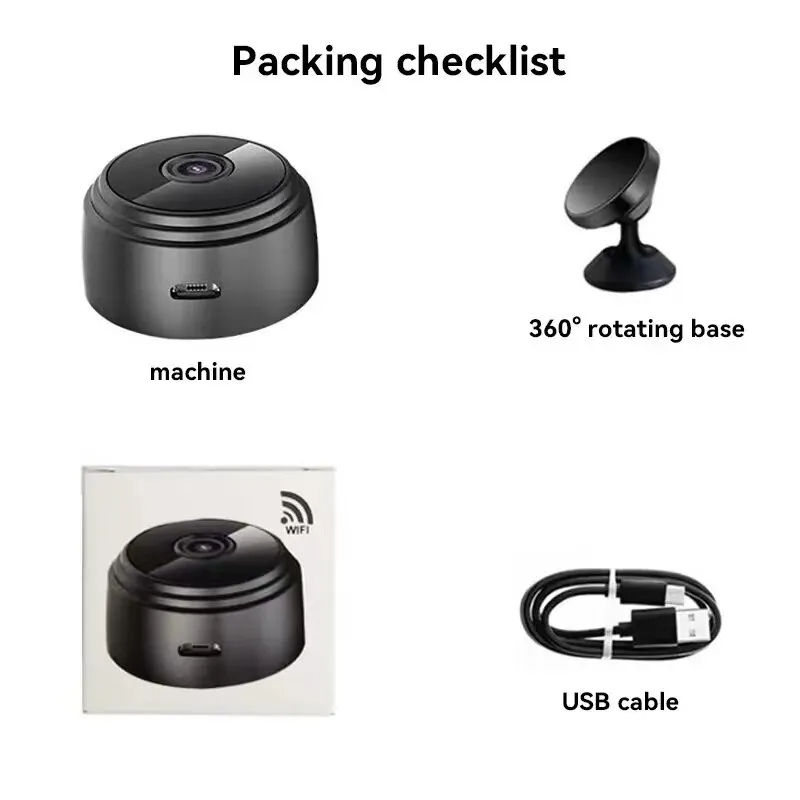 A9 Mini HD 1080P Wireless Security Camera with WiFi – Infrared Night Vision CCTV Camera with Motion Detection, 1200mAh Battery & Easy Installation – Home Security IP Camera