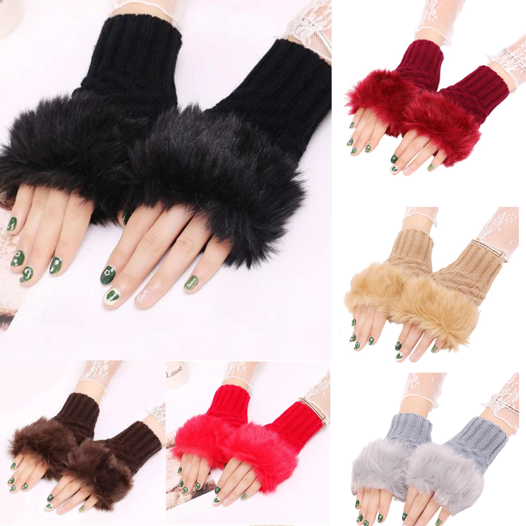 Women Girls Winter Wool Knit Gloves Warm Fingerless Gloves Mitten Crochet Thumbhole Arm Wrist Ultra Soft