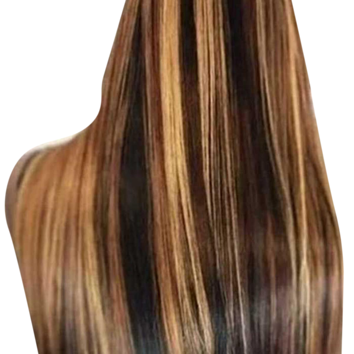 Hair Wig Black Ombre Blonde Streaking 28 Inch Long Straight Natural Hair Wig Extension 5 Clip In Hair Extension Single Weft