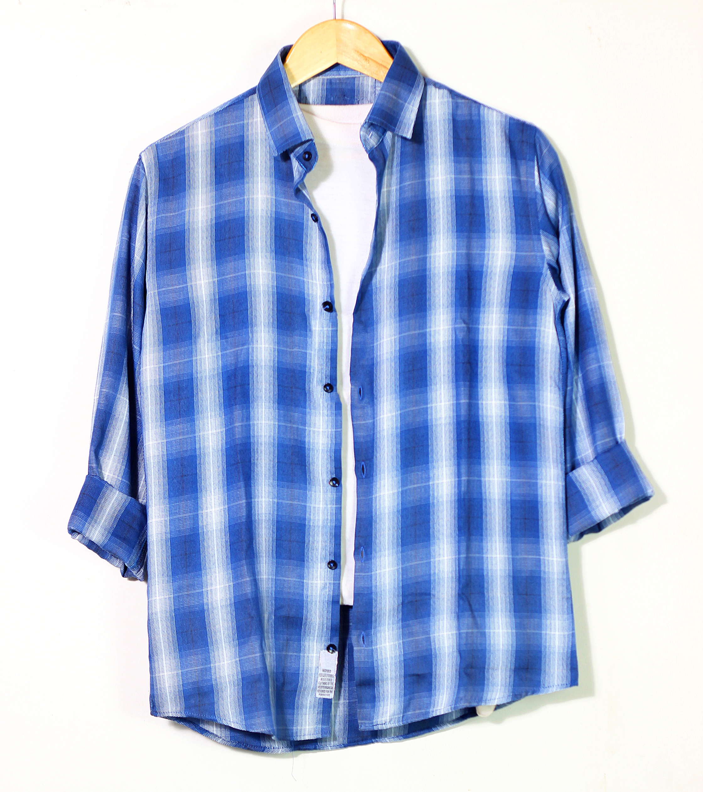 Auditors®️ Mens Semi-Formal Cotton Check Shirt Blue Colour 100% Pure Cotton Fabric For Year-Round - Code AMS-220