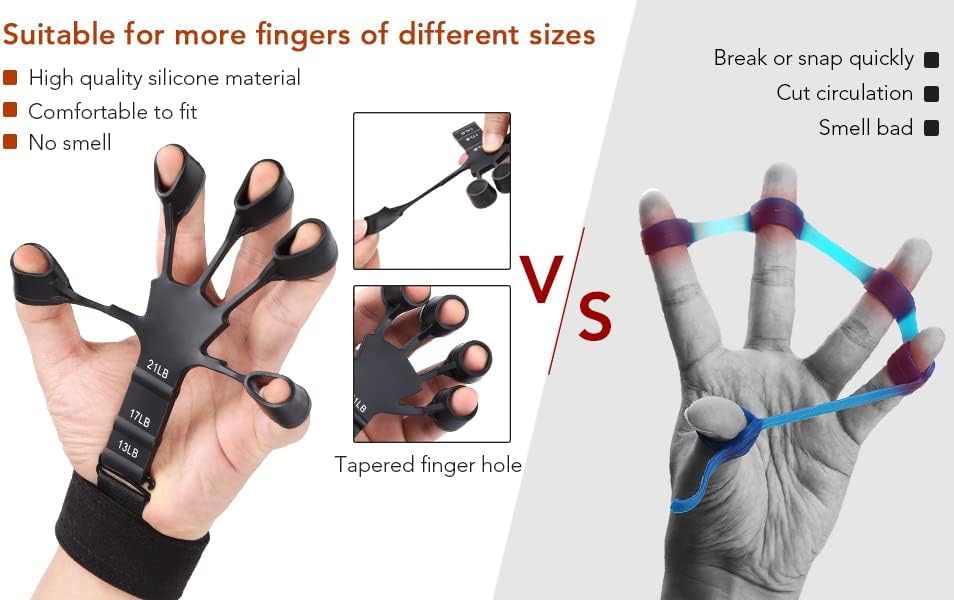 Face Value Finger Extensor Exerciser, Rubber Muscle Trainer, Adjustable Silicone Hand Grip Enhancer, Finger Trainer with Wristband, Hand Strengthening Device, for Strength Training, Therapy, Muscles