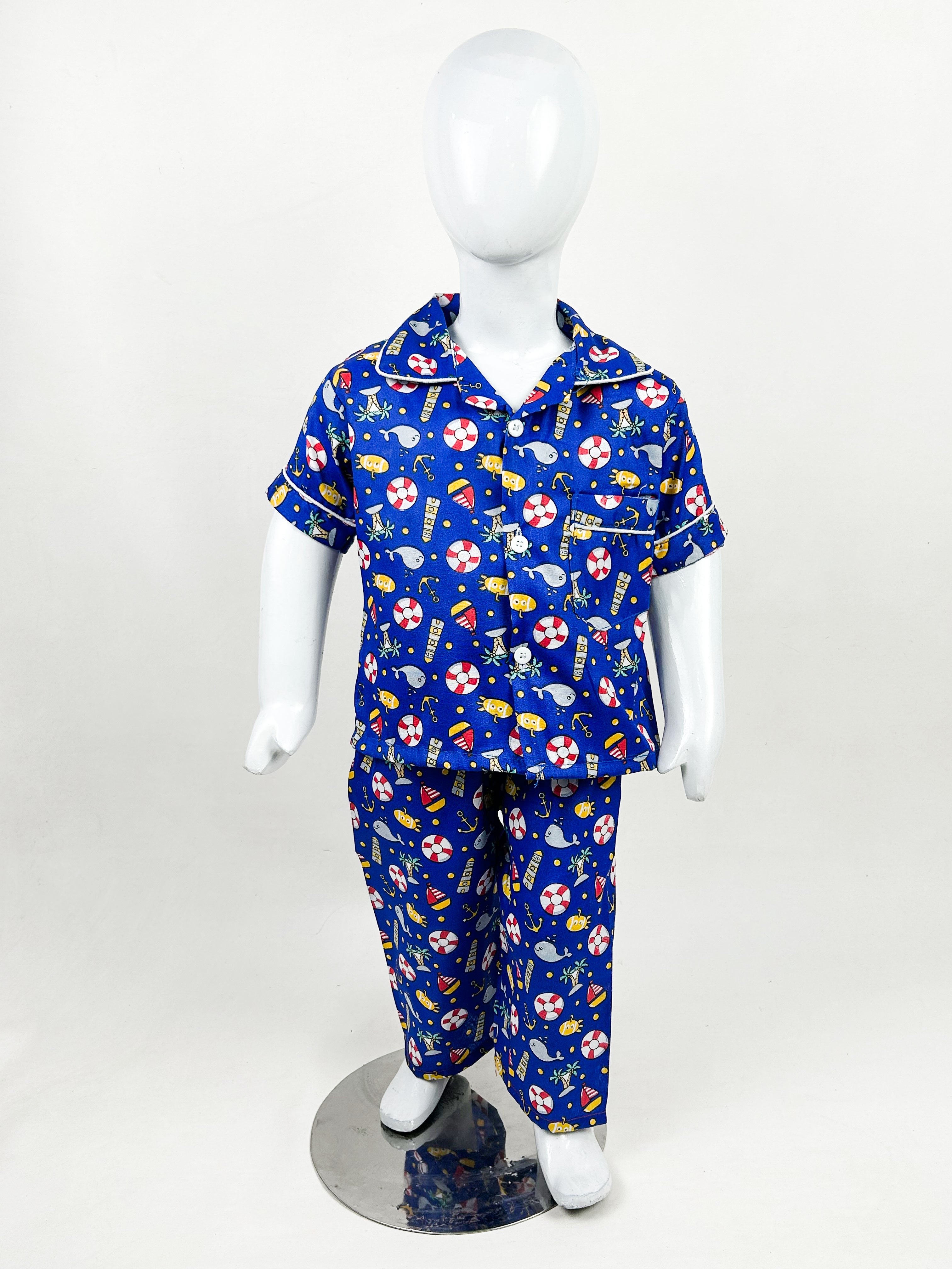 1Yrs - 5Yrs Printed Blue Cotton Night Suit For Kids NG BNS12 price in Pakistan