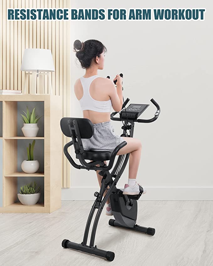 Resistance Bands Stationary Bike With Arm Exerciser Soozier