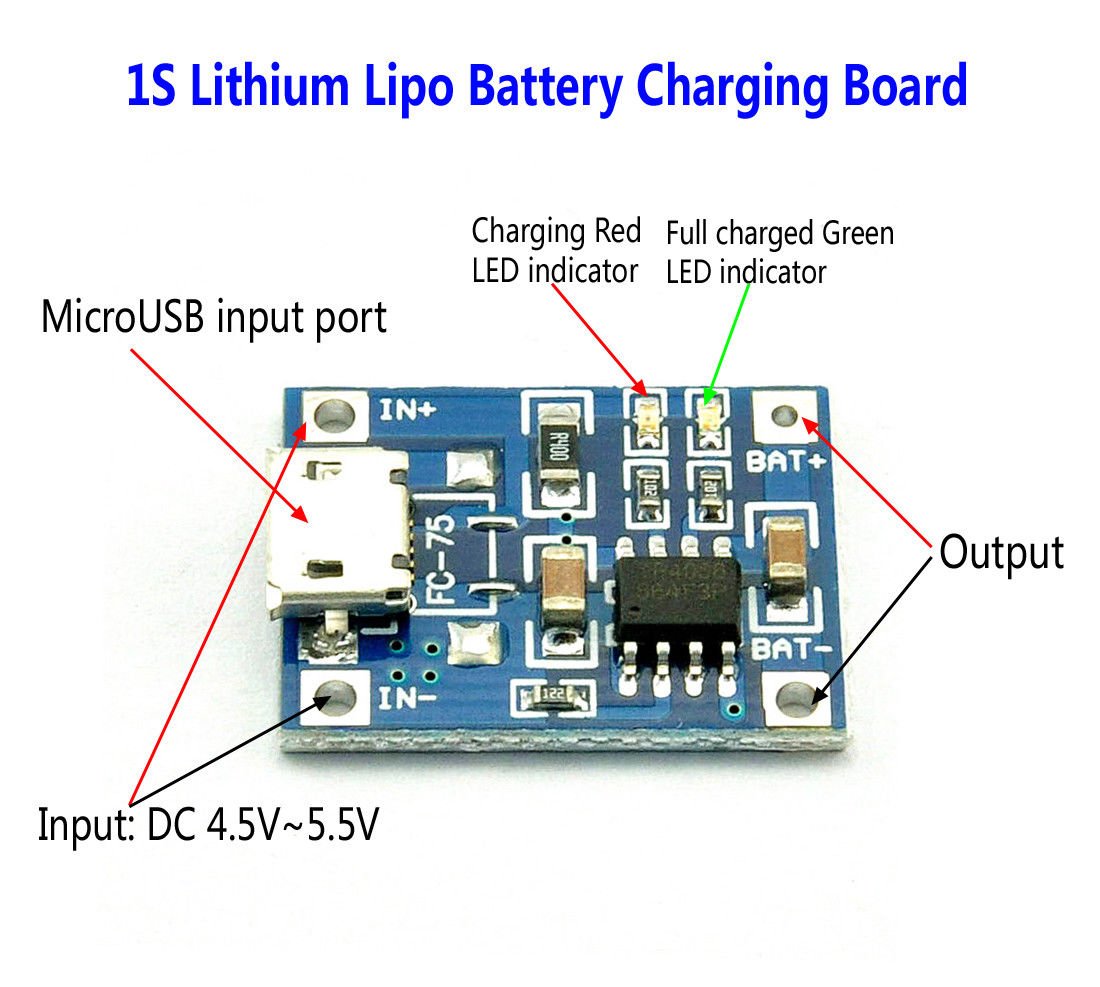 Pack Of 4 Pcs Of 18650 Micro USB 5V 1A Charging Module Tp4056 Lithium Ion Battery Charger Lithium Polymer Battery Charger Module Power Bank Circuit Board Power Bank Charging Module With Battery Protection