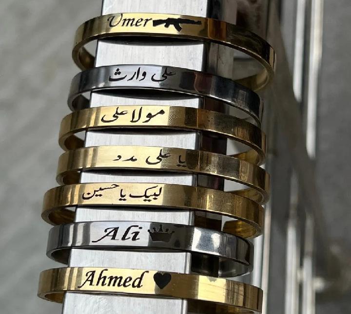 Custom Engraved Name Bangle Personalized Bracelet for Men Women Adjustable Gift