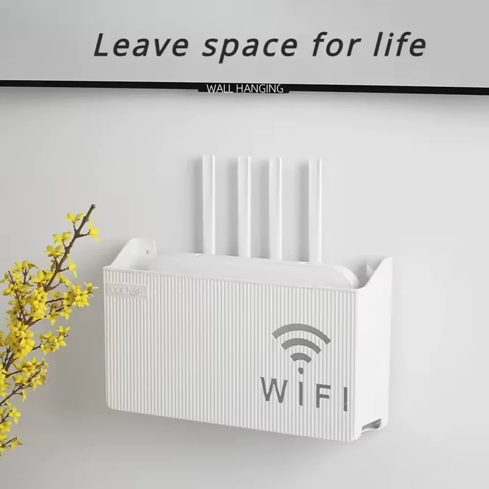 1pc Wall Mounted Wireless Wifi Router Shelf ABS Storage Box Router Shelf Cable Power Supply Holder Organizer Box for Living Room