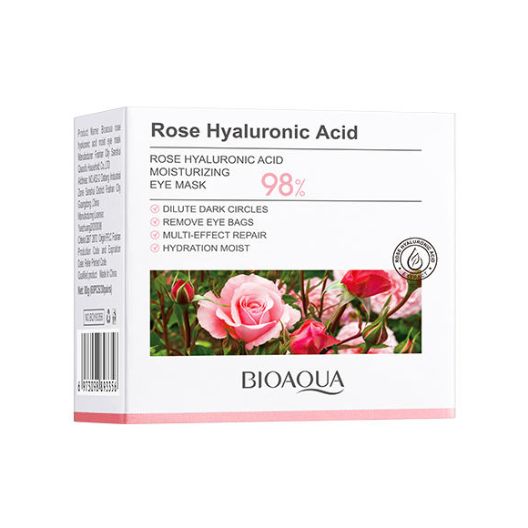 BIOAQUA 60 pcs Rose Hyaluronic Acid Brightening & Moisturizing Eye Mask Dark Circles & Eye Bag Repair Hydrating Eye Mask BQY93356