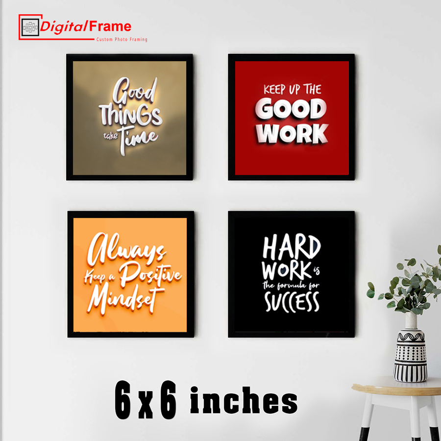 Pack of 4 Inspiration Quote Picture Frames,4 photo frame, Wall Hangings Glass front with Free print Digital frame