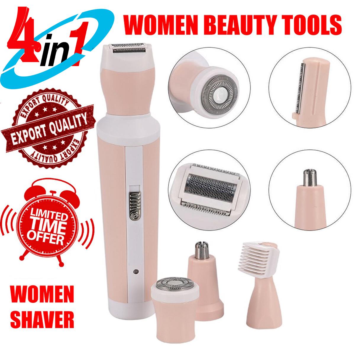 4 in 1 Original 3024 Rechargeable Women Skin Shaver suit - Electric Hair Removal Shaving machine Grooming Kit - New Imported Best Genuine 3024 Epilators & Shavers - Nose Eyebrow Trimmer