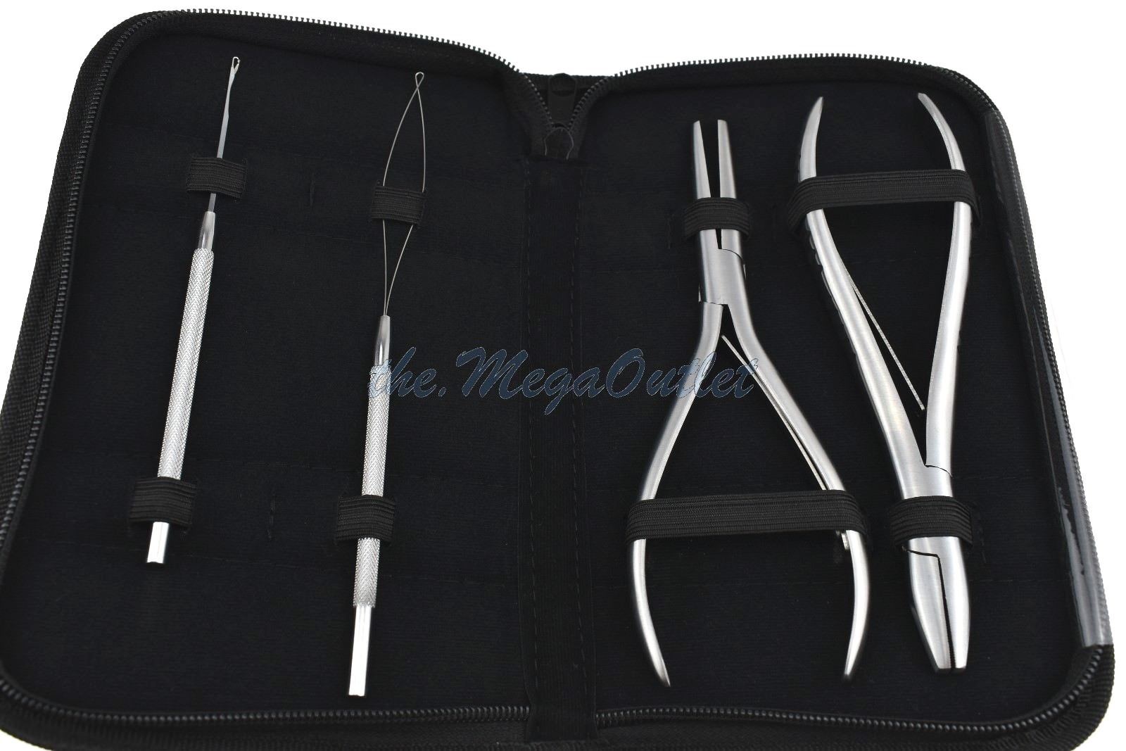 Professionelles Haarverlängerungs-Werkzeug-Set – 4-teilig Mit Zange, Nadel, Zughaken & Draht Für Micro-Ringe & Perlen