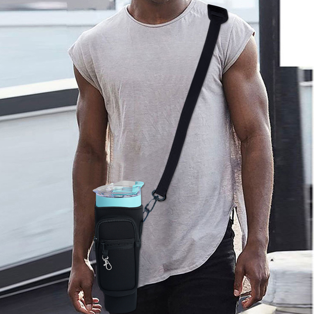 40Oz Water Bottle Carrier Bag With Phone Pocket For Stanley Quencher Cup With Handle Water Bottle Holder Pouch