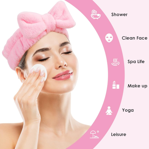 1 Piece Face Wash Headband Coral Fleece Microfiber Hair Bands - Soft, Absorbent, Stretchable hairband omg style for Skincare, Makeup, and Face Washing, Pink, Peach Pink ec