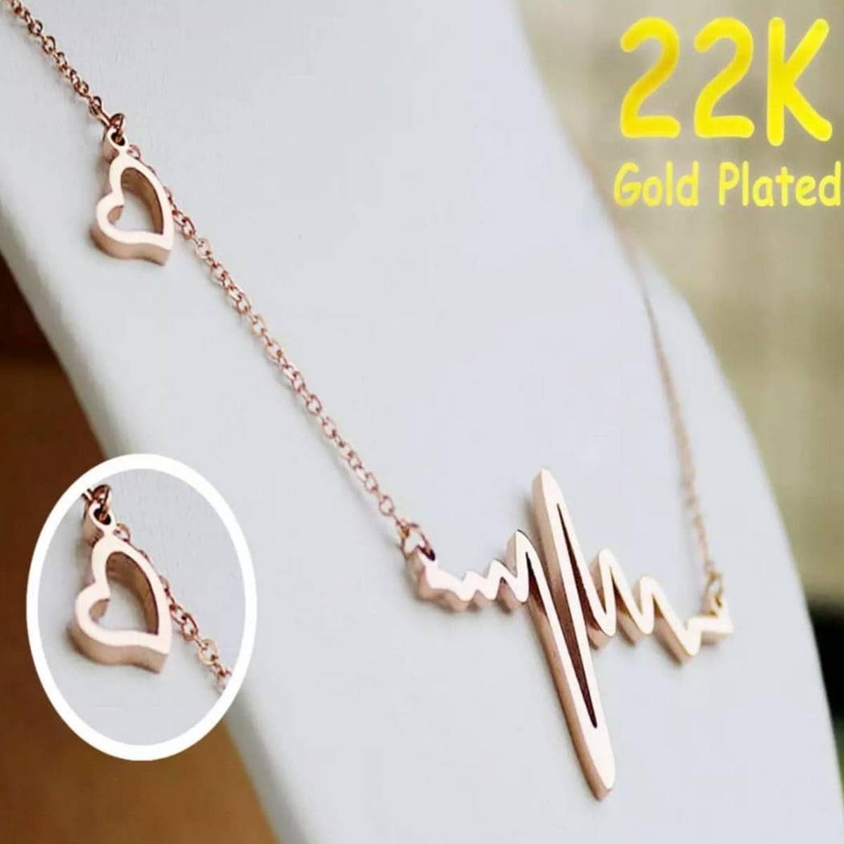 ECG Heart Beat Necklace For Girls & Women - Silver & Gold Color