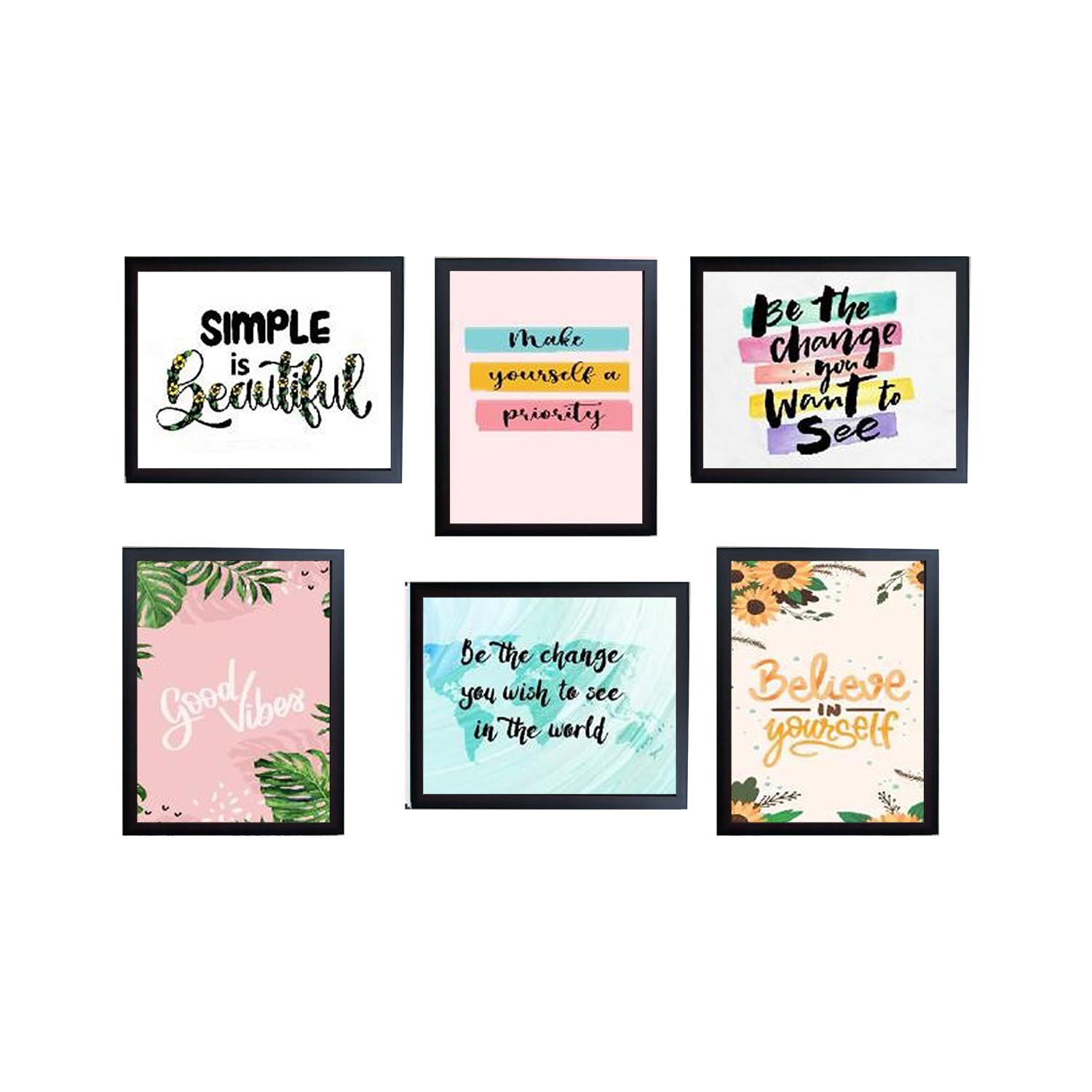 6 PCS 5x7 inches Picture Frame with Glass front, Collage set Photo