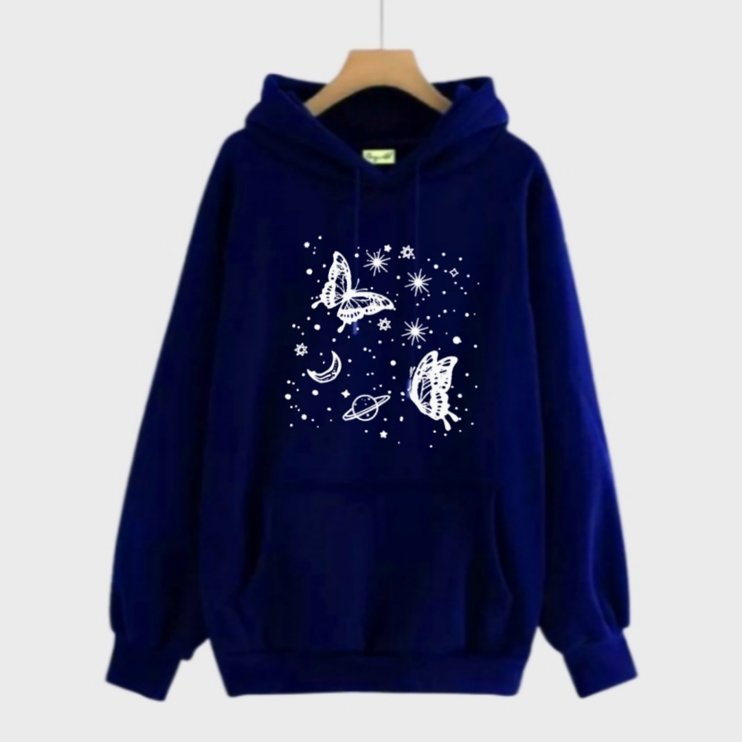 Lilac Butterfly Printed Hoodies For Girls & Women - Comfy & Cozy Hoodies For Girls