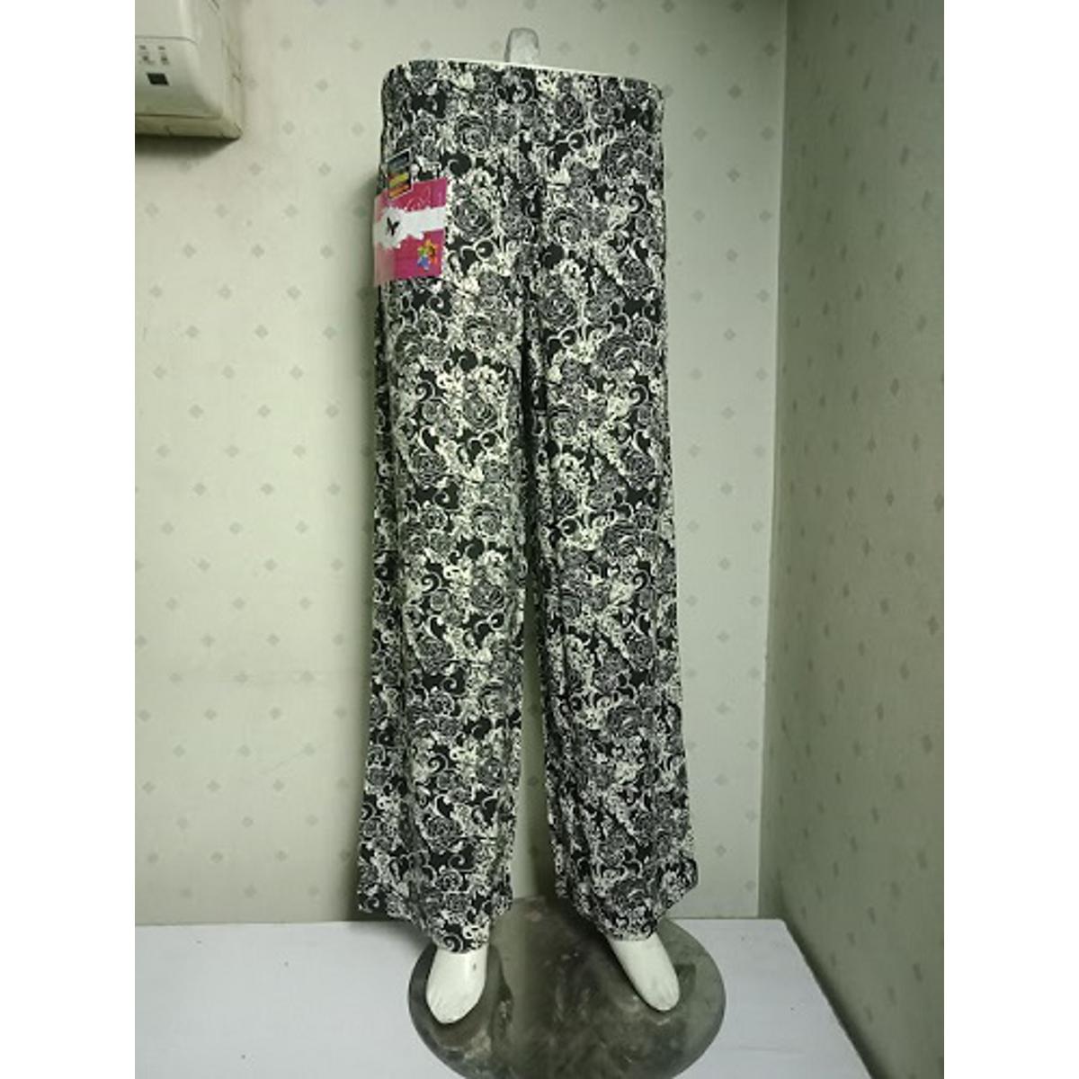 Rufa, Ladies Printed Trousers and pants for all seasons, black and white, cotton blend soft fabric