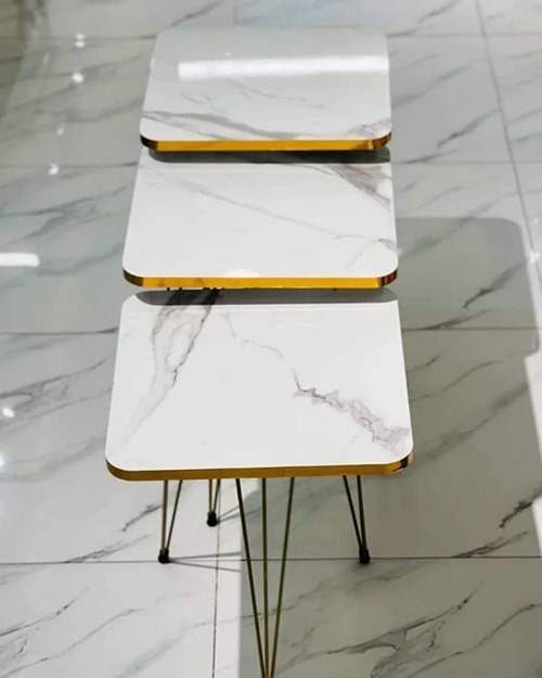 YES TO DECOR  3/ 1  Pcs Nesting Table Set Square Metal Legs Table Set High Quality Glossy Top Waterproof MDF – Black Square