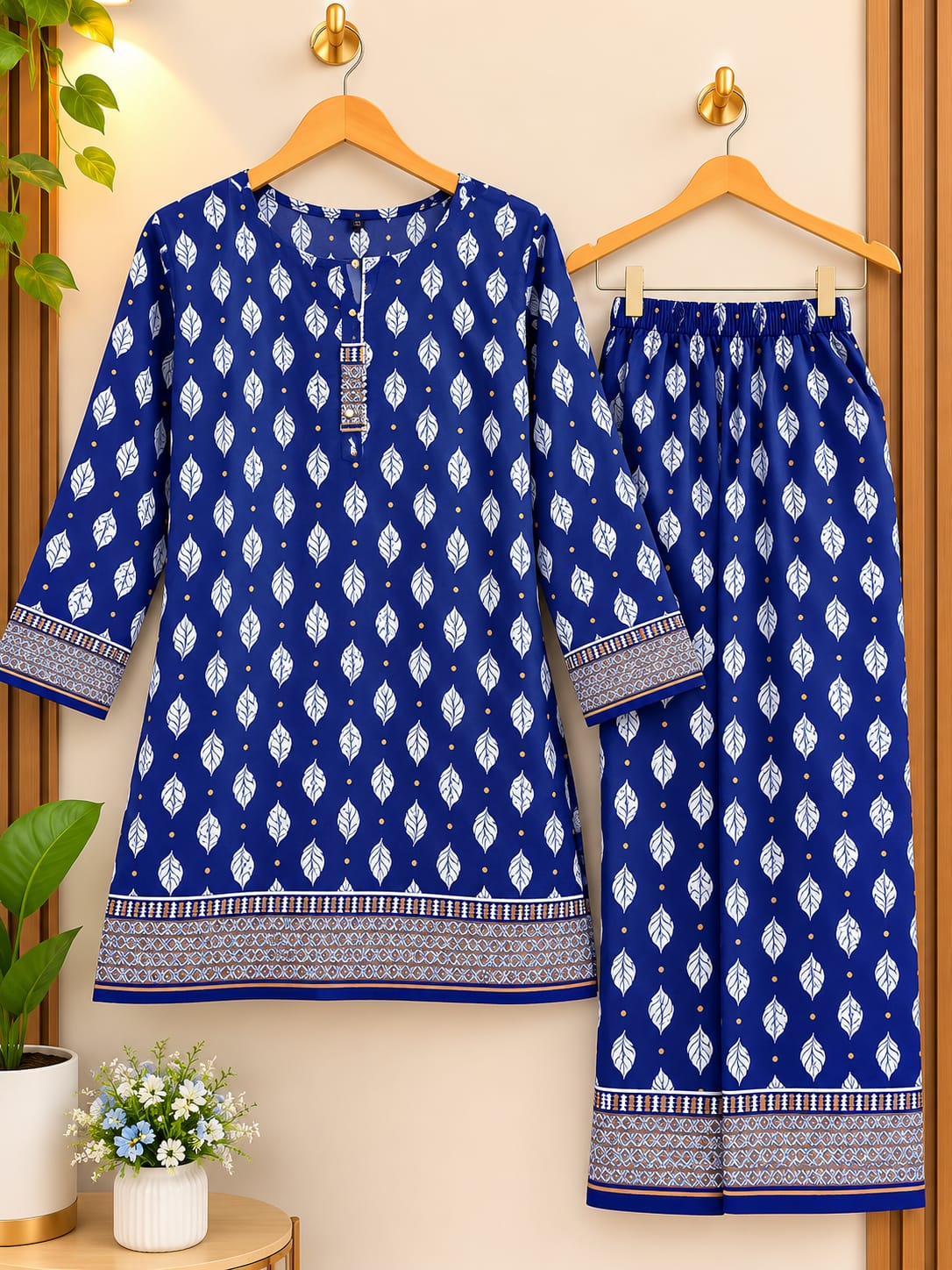 Trendy Cotton Stitched Suit 2-Piece – Soft & Comfortable Fabric – Elegant Everyday Wear – Perfect for Casual, Work & Gatherings