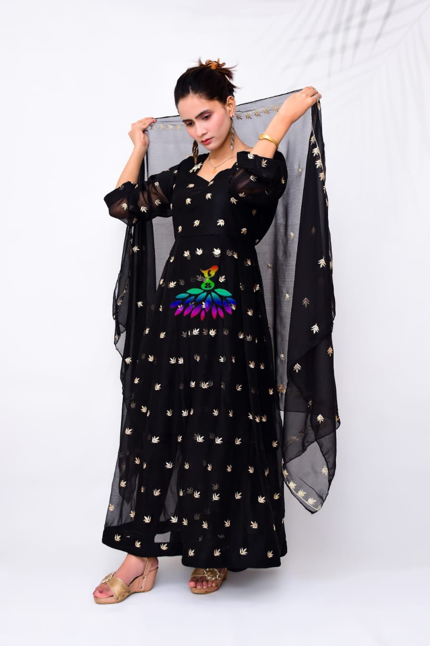 Elegant Chiffon Maxi Dress for Women - Full-Length Party Gown for Weddings, Mehndi, and Formal Events | Stylish Evening Wear for Ladies and Girls | Luxurious Design with Flowy Silhouette and Comfortable Fit by umer Garments