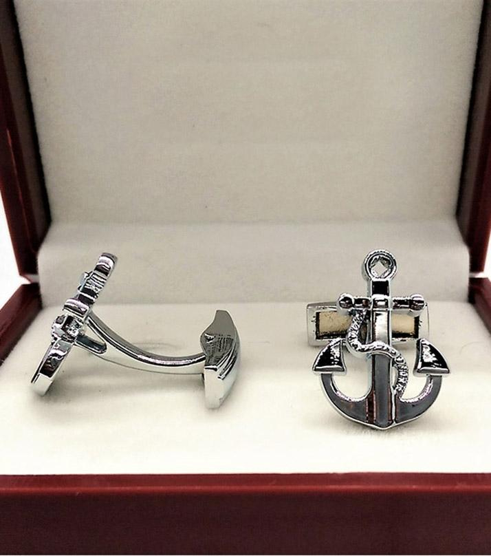Classic Cufflinks | Silver Anchor Shape Cufflinks for Men | Royal Cufflinks