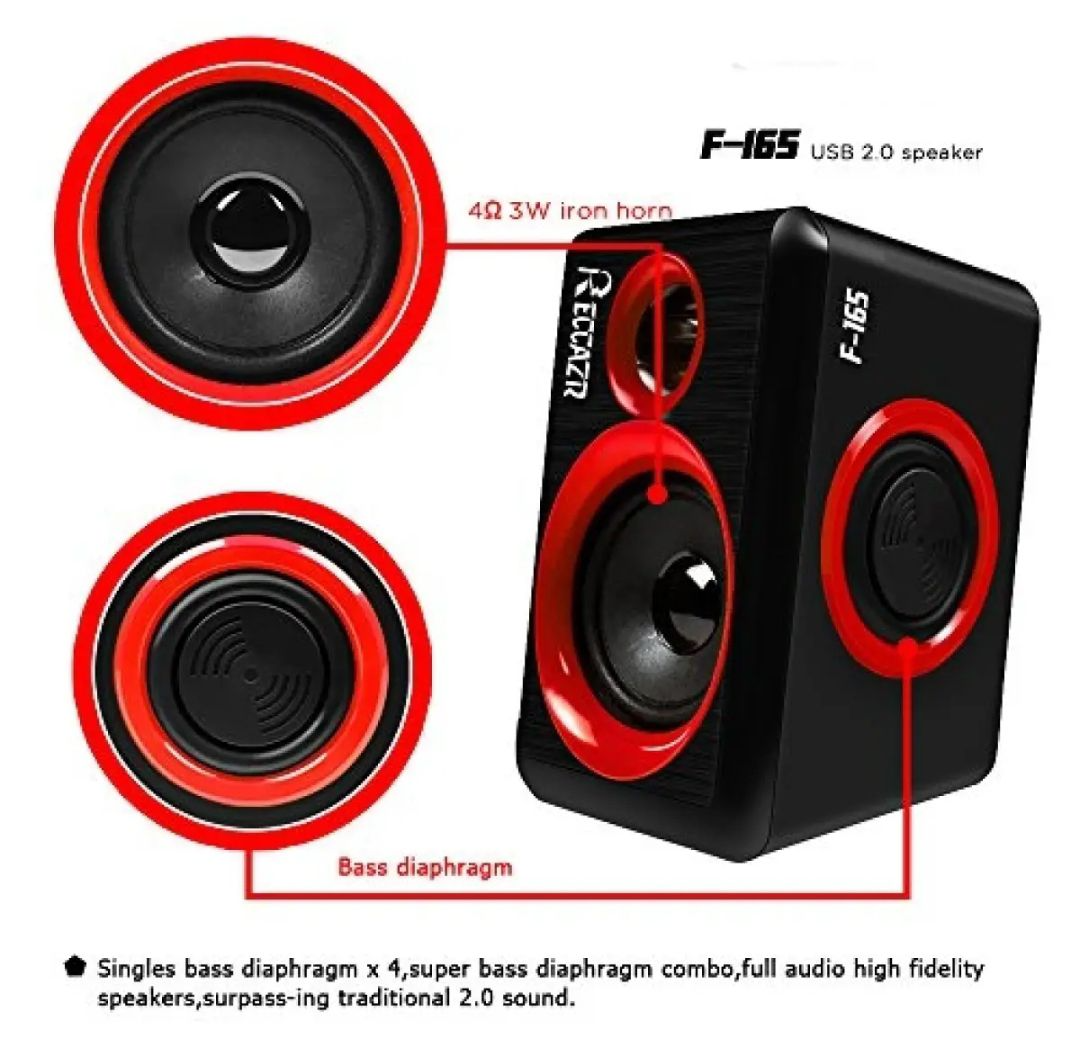 Imported FT-165 Prime USB Speakers - Wired Speaker with Heavy Bass Woofer, USB and AUX Connectivity, Compatible with Computer, Laptop, Mobile, and Tablet