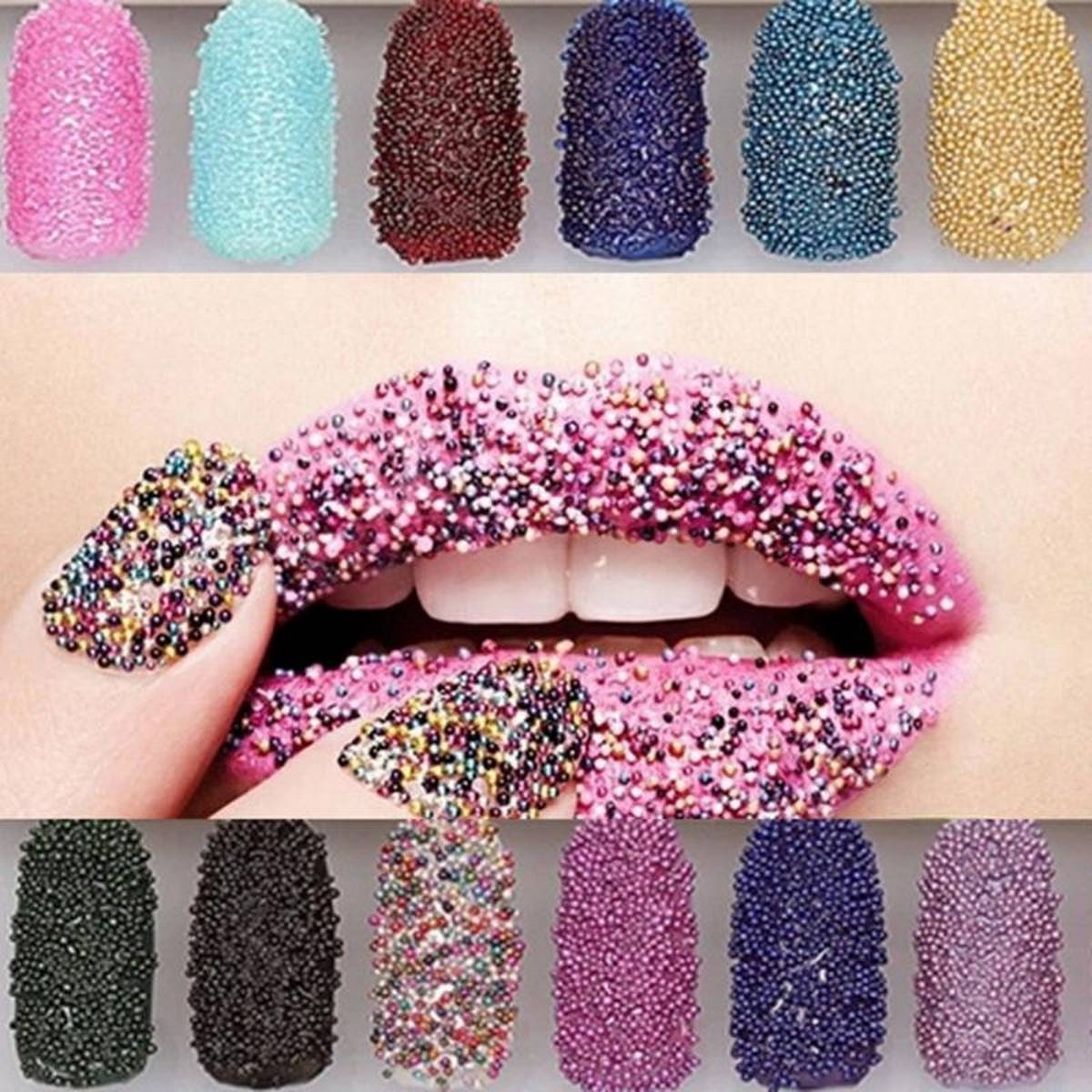 12pcs 3D Nail Art Decoration Mini Bottles Caviar Glitter Glass Manicure Beads Balls Decoration Manicure Tool Shellhard