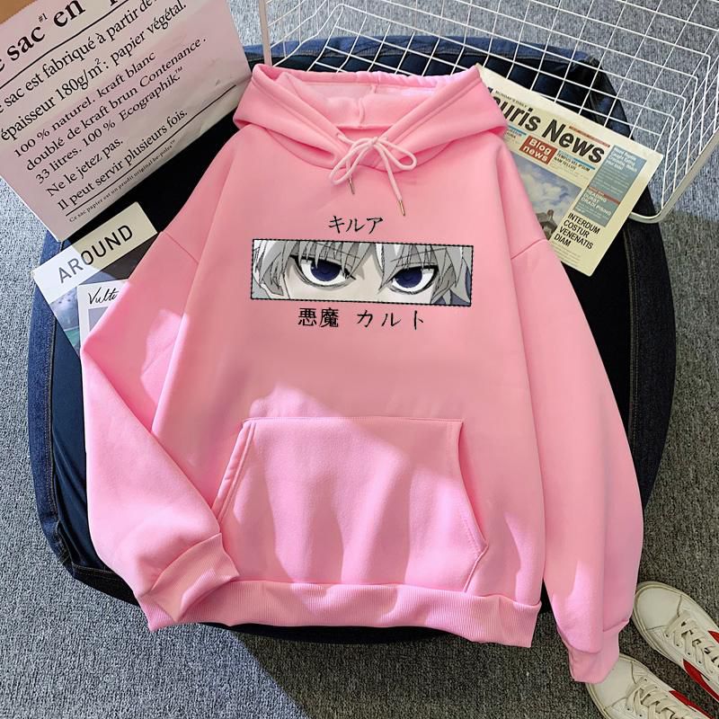 Mens Hoodies Hunter X Hunter Men Women Pullovers Hoodies Killua Zoldyck Devil Eye Print Anime Hoody Streetwear
