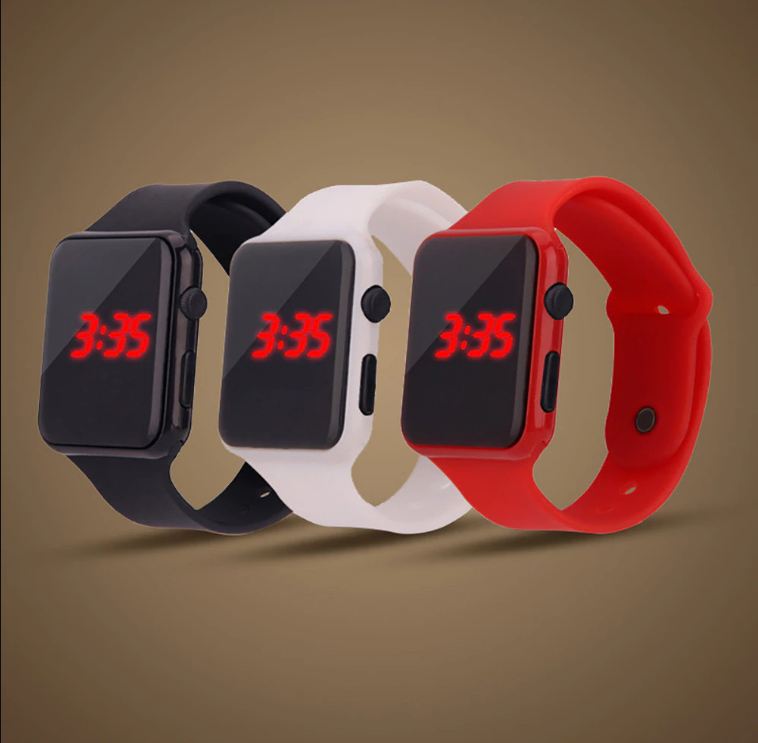 Black Digital Square Wrist Watch LED Display For boys/Men - Man Watches