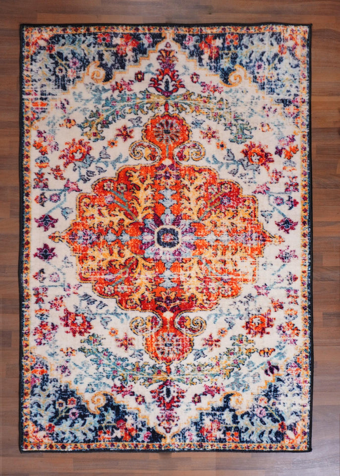 Nayyer Carpets - Multi Color Floral Print Rug