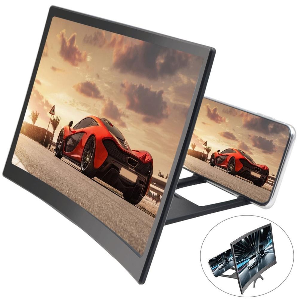 L6 12-Inch Curved Smartphone Screen Magnifier – Up to 12-Inch Mobile Phone Video Amplifier with 3D Pull-Out Enlarged Screen, HD Zoom, Eyes Protection & Foldable Design – Mobile Display Pull Out Enlarged Mobile Screen Magnifier Support For All Smartphones