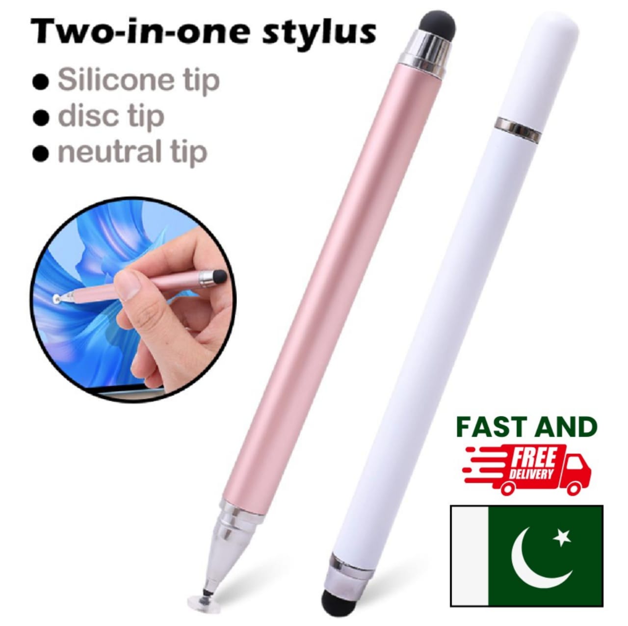 2 In 1 Stylish Universal Practical Dual-use Capacitive Tablet Stylus Pen | Exquisite Double-headed Silicone Disc Drawing Pen | Universal Stylus For Tablet Mobile Phone Pad Screen | Double Tip Capacitor Pen For Drawing Writing Touch Screen